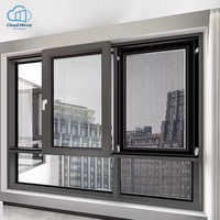 Fenêtre coulissante horizontale en aluminium à rupture de pont thermique gris foncé, grande vue, pour projet de construction de maison moderne