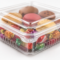 Boîte à collation en PET transparente en vrac 500g, conteneur alimentaire jetable pour biscuits avec couvercle, qualité alimentaire, recyclable, vente en gros