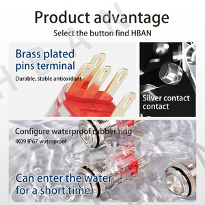 Zelfsluitende <span class=keywords><strong>Push</strong></span> Flat <span class=keywords><strong>Power</strong></span> Metalen Knop Schakelaar Knoppen Uit Pin Selflocking Roestvrij Staal Op Knop Schakelaar - Product Image 3
