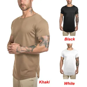 Camiseta de bambu branco personalizada, camiseta masculina de treino esportiva e fitness de bambu, algodão 100%