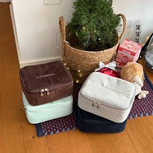 Wholesale Terry Cloth <b>Makeup</b> Bag Custom Embroidery Logo Large Capacity Cosmetic <b>Organizer</b> Travel Toiletry Storage <b>Case</b> - Product Image 5