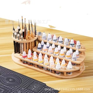 Wooden storage rack, simple paintbrush holder, solid wood perforated paintbrush holder, tiered paint bottle storage rack - Product Image 1