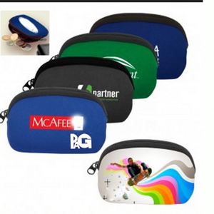 Luxury Wholesale Custom Small Earbud Pouch Gift Packaging <b>Black</b> Zipper <b>Bag</b> Neoprene Coin Purse - Product Image 2