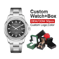 Nuevo Reloj Automático Miyota de Acero Inoxidable para Hombre, Cristal de Zafiro, Esfera con Indicadores, Logotipo de Marca de Lujo, Alta Calidad