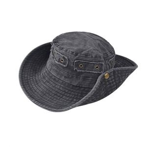 Chapeau Bob Pêcheur en Coton Lavé Respirant Anti-UV Pliable à Large Bord avec Cordon pour Printemps-Été - Product Image 5