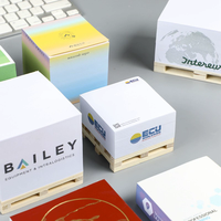 Bloc de notes adhésives 3D personnalisé en forme de conteneur d'expédition, avec impression de logo d'entreprise, sur palette en bois
