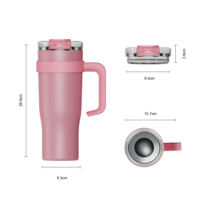 Gobelet isotherme sous vide en acier inoxydable thermolaqué de 40 oz (1200 ml) avec poignée et couvercle à paille, anti-transpiration, pour café de voyage, vente en gros OEM