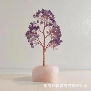 ต้นไม้เงินฐานโรสควอตซ์ คริสตัลธรรมชาติ งานแฮนด์เมด ของตกแต่งโต๊ะทำงาน ของตกแต่งห้องนั่งเล่น - Product Image 3