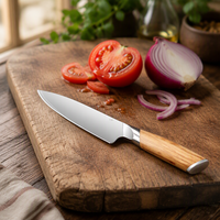 Couteau de chef KitchenBliss avec manche en bois d'olivier, acier à haute teneur en carbone 10Cr15CoMoV, OEM ODM, logo personnalisé, vente en gros de couteaux de cuisine