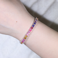 Bestseller Vergoldete Romantische S925 Silber Vierklauen-Rotelegante Rubin-Korund-Diamant-Tenniskette als Jubiläumsgeschenk