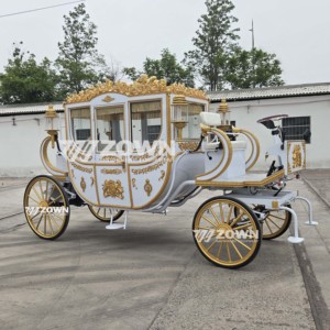 Reliable Electric Horse Carriage Royal Wedding Carriage Ornate White and Gold Design for Sightseeing and Tourism Use - Product Image 6