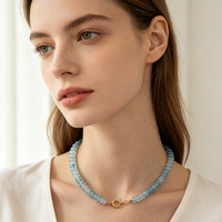 Collier TeoWaki en perles d'abaque en pierre naturelle, chaîne principale avec fermoir volant, réglable, style bohème, à superposer