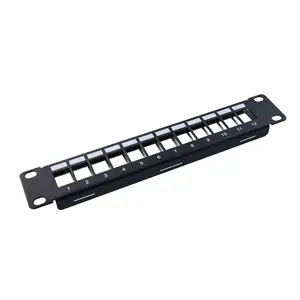 Bảng Vá Trống 10 Inch 1U Số Lượng Lớn Màu Đen 12 Cổng Sử Dụng Cho Giắc Cắm Keystone FTP Có Thanh Sau