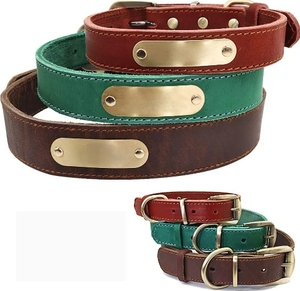 Collar de Perro Moderno de Cuero PU Sólido con Placa de Identificación Grabada, Diseño Suave Personalizado, Color Personalizado Ecológico - Product Image 1