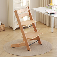 Chaise de salle à manger pour enfants en bois massif moderne pour la croissance des bébés et des enfants - Haute et confortable