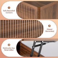 Table basse moderne en bois massif à plateau relevable cannelé avec rangement pour salon, mobilier de maison, montage facile