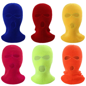 Winter Full Face Balaclava Three Hole Knitted Mask For Outdoor Cycling Windproof Warm Hat Unisex 56-58Cm - Product Image 1