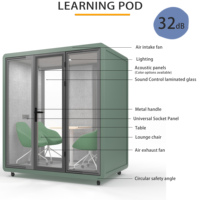 Cabine de travail mobile insonorisée modulaire pour quatre personnes, avec structure en aluminium moderne, pour bureaux et salles de réunion, personnalisable en usine