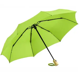 Пользовательский персонализированный автоматический зеленый Зонт RPET с принтом логотипа с бамбуковой ручкой