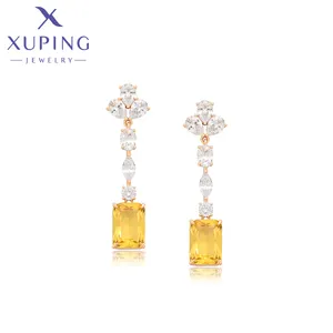 X000721963 XUPING Jewelry Pendientes de joyería fina de moda Pendientes de gota de circón amarillo chapado en oro de 18 quilates para mujer