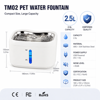 Fuente de Agua para Gatos de Acero Inoxidable 304, Silenciosa, de 2.5L, con USB, Dispensador de Agua para Mascotas, Venta al Por Mayor