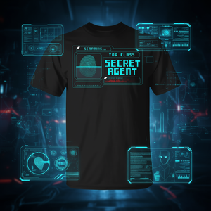 Camiseta Secret Agent con Diseño de Escaneo de Primera Clase, Negra, Promocional para Hombre - Product Image 3