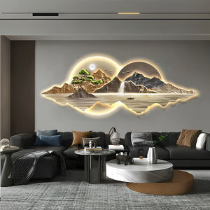 Moderno soggiorno pittura decorativa paesaggio murale con luce pittura diamantata incisione <span class=keywords><strong>laser</strong></span> cristallo porcellana pittura - Product Image 4