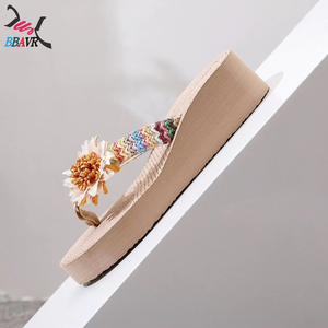 Sandalias de Mujer con Plataforma y Tacón Alto, Estilo Étnico, con Cordones de Cáñamo, Diseño Coreano, para Verano, Playa y Aire Libre - Product Image 4