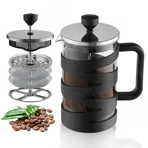热腾腾的塑料麦草咖啡和茶具法国压榨机咖啡套装不锈钢过滤茶压榨机