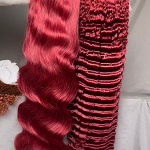 Oferta al por mayor de pelucas de cabello humano con encaje frontal transparente 13*4, en colores Borgoña, Jengibre, Rojo Cereza, con ondas corporales y ondas profundas, para mujeres negras. - Product Image 4