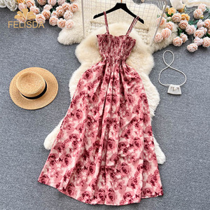 2018 korean high waist dress Girly Doll Waist Ribbon One-Piece Dress 【Korean Fashion】