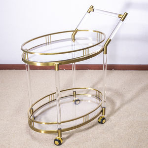 Chariot de service en laiton pour meubles d'hôtel, chariot de service en acrylique en métal doré - Product Image 1
