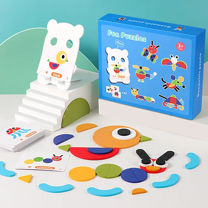 뜨거운 판매 개발 아기 손 몬테소리 아이 나무 기하학적 크리 에이 티브 네일 보드 게임 어린이 감각 교육 장난감