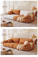 Muebles de Oficina y Sala de Estar al por Mayor, Diseño Simple y Elegante, Sofá Modular en Forma de L de Cuero Crema Moderno, Cómodo, con Tapicería de Tela