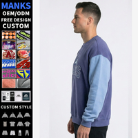 Sweat-shirts pour hommes avec logo brodé personnalisé, vêtements de sport, coupe ample, couleur contrastée, pull décontracté pour la salle de sport, la course à pied