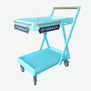 מתכת ועץ יין מחזיקי יין עגלת עגלת מתכת מקרר יין דלי דלי - Product Image 1