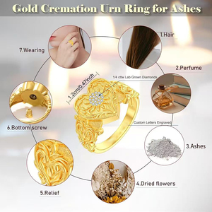 Cincin zirkon personalisasi untuk abu liontin bunga matahari cincin guci kenang-kenangan perhiasan kremasi cincin - Product Image 2