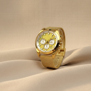 Reloj Deportivo Cronógrafo Plateado con Esfera Rosa Brillante, Subesferas Blancas y Correa de Cuero Marrón Grabado - Product Image 2
