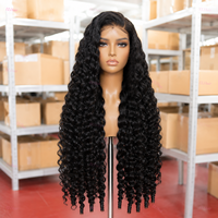 Pelucas de Cabello Humano con Encaje Frontal HD 13x4, Cabello Rizado Birmano, Peluca de Cabello Humano Virgen con Encaje Frontal, Peluca de 40 Pulgadas, 12A, Cutícula Alineada