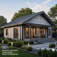 Maison modulaire préfabriquée en structure d'acier, bâtiment résidentiel, solution de construction de maison à ossature acier sur mesure