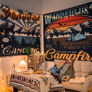 Toile de fond à l'américaine Chambre à coucher Rénovation Photographie extérieure Textile haut de gamme Revêtement mural Retro Camping Fond Tapisserie - Product Image 6