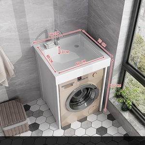 Meuble de buanderie en aluminium alvéolé avec lavabo intégré, évier, planche à laver et tambour de lavage, meuble de salle de bain - Product Image 5