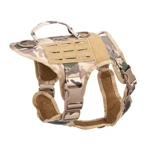 Dog Harness Laser cut design Safety Vest with Traffic handle Durable Adjustable for Pet Working Training Tactical Dog Harness