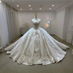 Vestido de Novia Bohemio Elegante con Apliques Florales 3D de Cuentas Múltiples, Cola Capilla y Estampado Floral Lsjj03 - Product Image 3