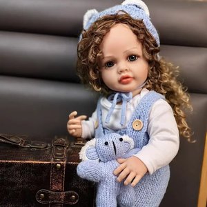 Rebirth Baby Reborn Dolls 55cm Función <span class=keywords><strong>Muñeca</strong></span> Pelo Rizado Realista Cuerpo Completo de Silicona Reborn Baby Dolls Juguetes para Niñas - Product Image 5