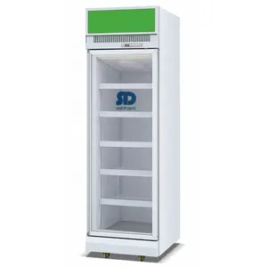 Soardragon Single glass door upright refrigerator chiller with top unit for convenience store use