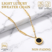 Collier chaîne de pull en acier inoxydable plaqué or 18 carats, étanche, anti-ternissement, avec pendentif chiffres romains, bijoux haut de gamme Ganku