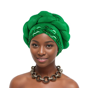 Zifeng OEM – Nouveau turban africain uni populaire, bonnet tressé perlé cousu à la main - Product Image 3