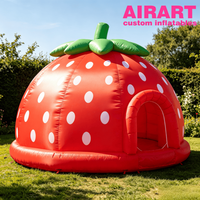 Tente château gonflable en forme de fraise pour la décoration de parcs d'attractions, tente gonflable en forme de fruit pour l'affichage de cabines photo musicales