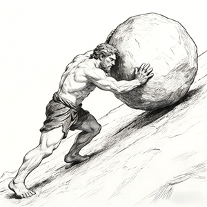 OEM ODM, taille et couleur personnalisées, emballage gratuit, conception personnalisée, fait main, peint à la main, Sisyphus Eternal Boulder, finition en résine froide moulée, finition bronze - Product Image 2